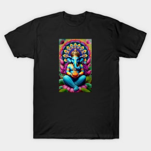 Ganesh sitting on a lotus flower Mandala T-Shirt